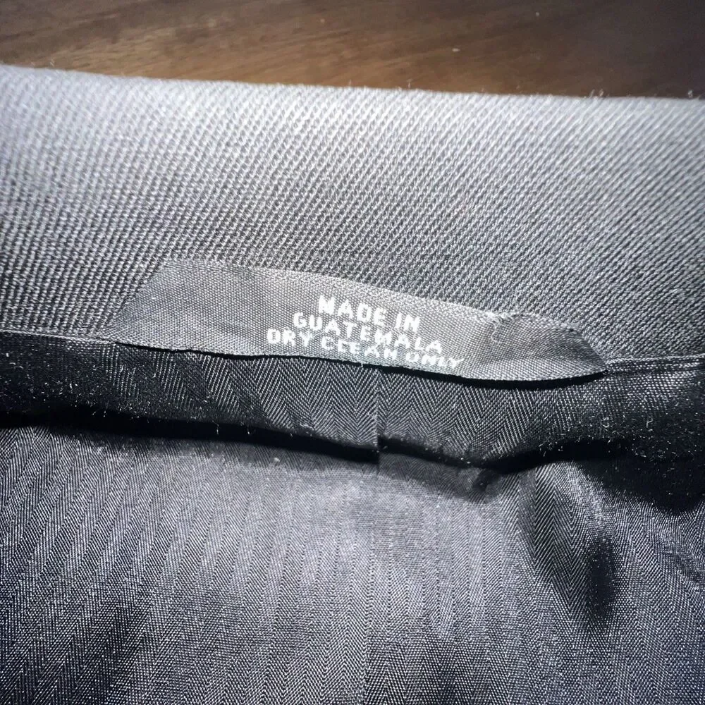 Haggar Mens Blazer Suit Jacket‎ Size 44L Black 3 Button Sport Coat Worsted Wool